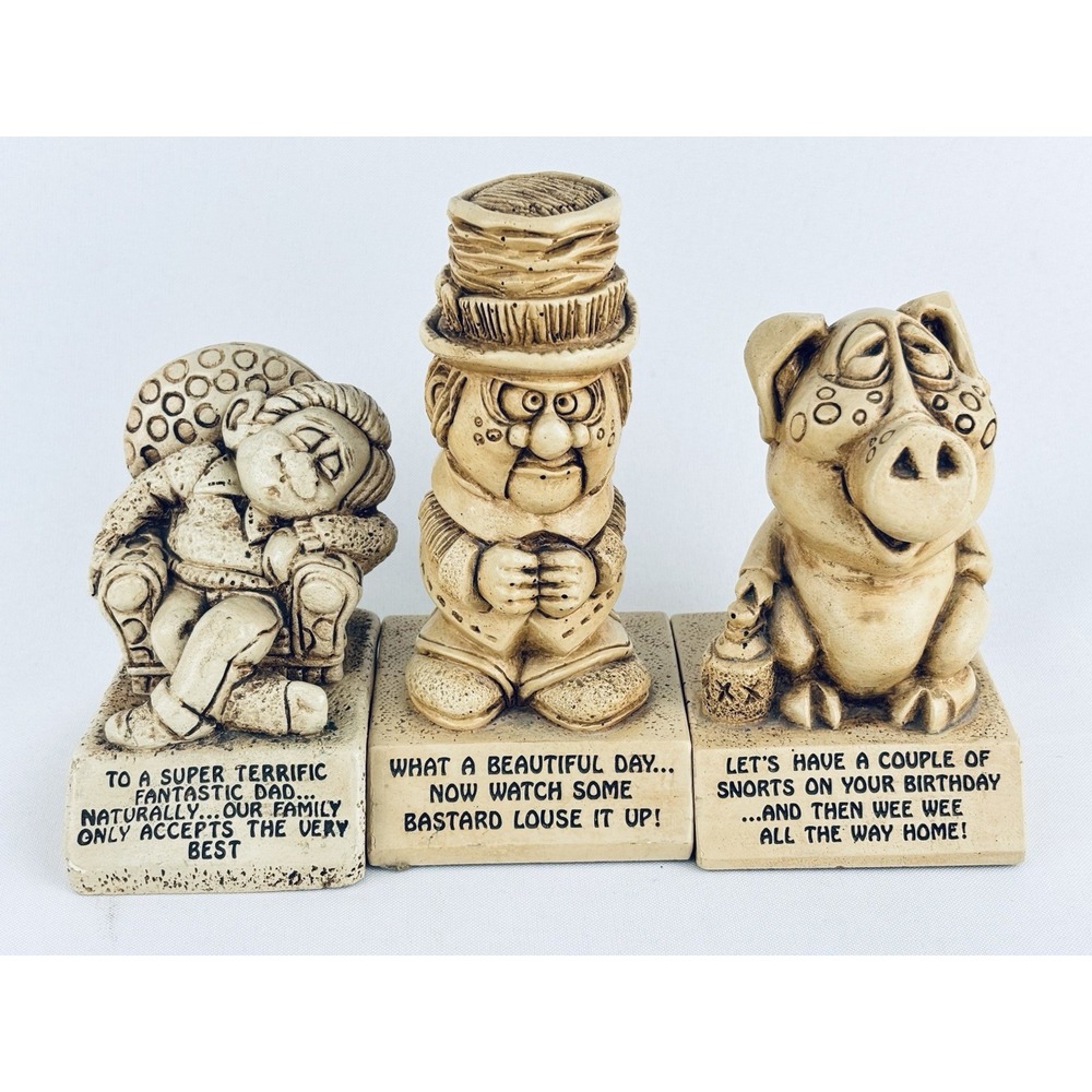 Lot Of 3 Vintage PAULA Figurines 1970s Assorted Comedy Love Birthday Themes.